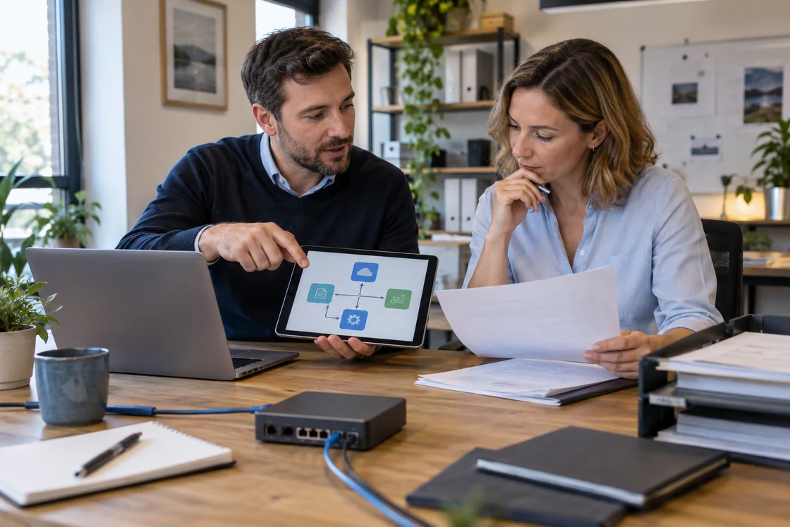 Praktische Einrichtung eines vernetzten Arbeitsablaufs im Büro